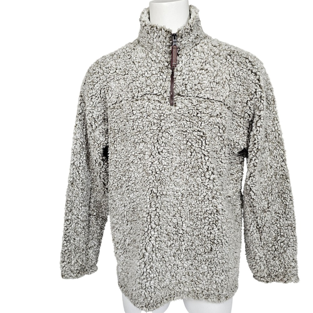 True Grit‎ Mens XL Frosty Tipped Pullover Teddy Bear Fleece 1/2 Zip Sweater
